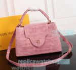 AAA Class Replica L---V New Classic Fashional Crocodile pattern Pink Taurilon Leather Bag